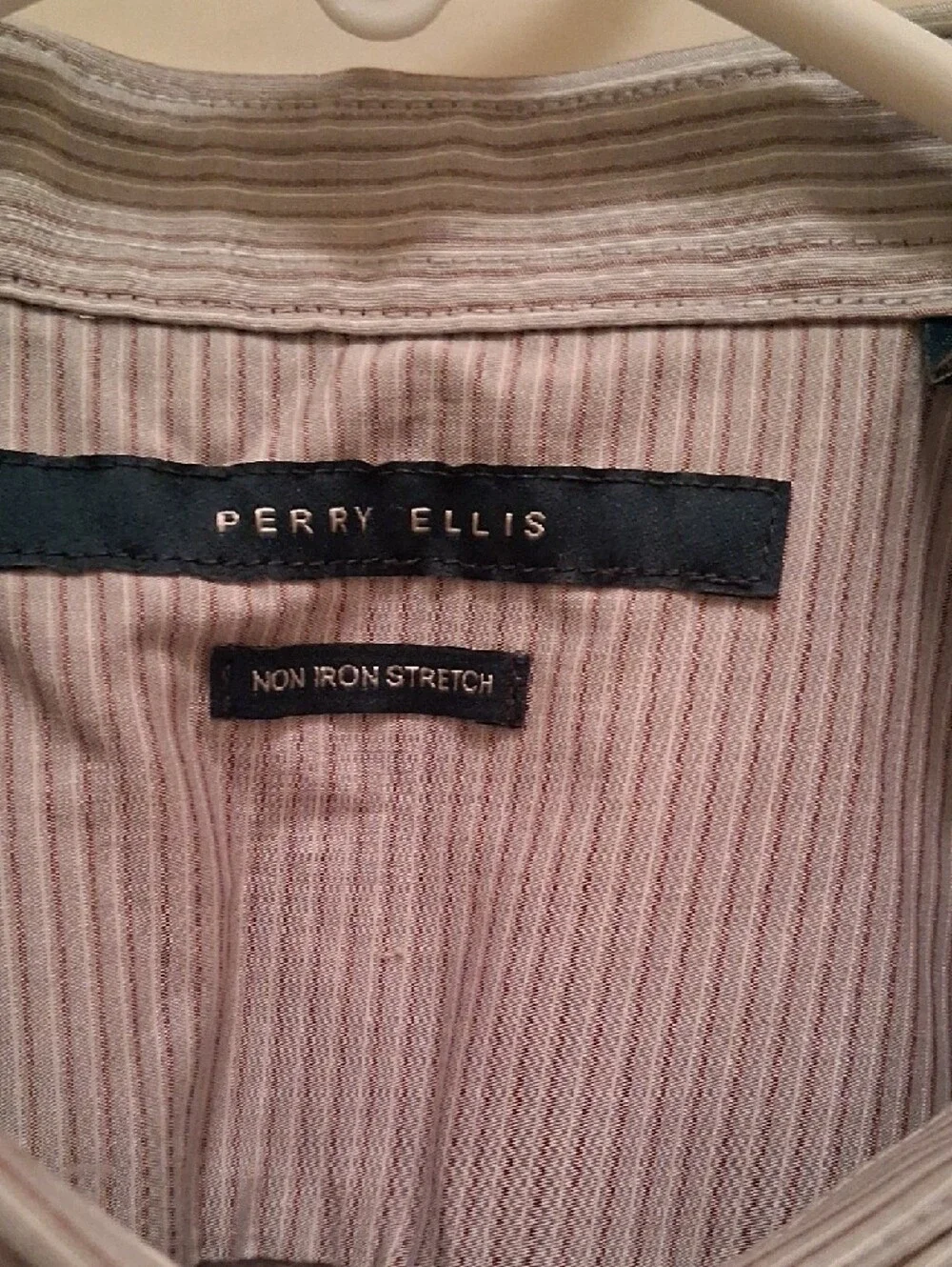 Perry Ellis Men's Light Gray Pinstripe Dress Shirt